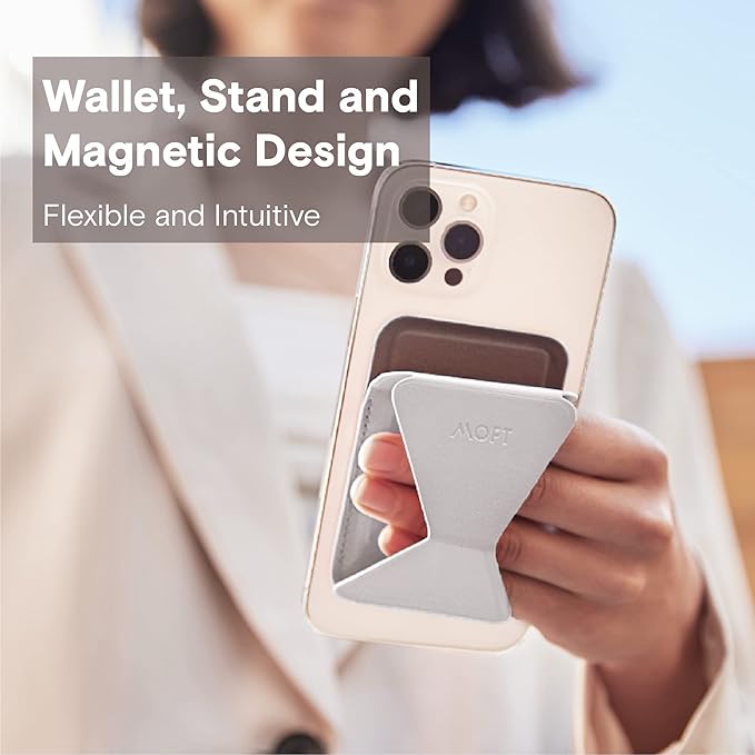 MOFT MagSafe Wallet Phone Stand Compatible for iPhone 16/15/14/13/12 Series Strong MagneticVegan Leather Phone Card Holder with 3 Viewing Angles Misty Cove
