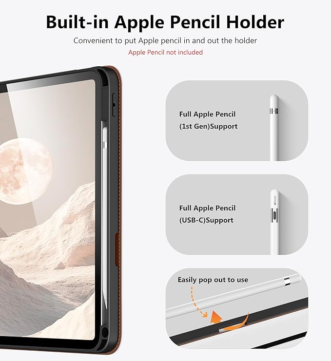 DTTO for iPad A16 Case iPad 11th / 10th Generation Case (2025/2022) 360 Degree Rotating Premium Leather Folio Stand Cover with Pencil Holder White