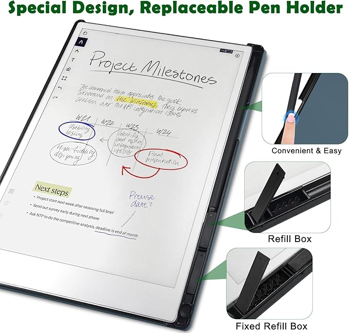 Case for Remarkable Paper Pro Tablet 11.8 (Released in 2024) Hard Back Shell Protective Book Folio Cover with Built-in Pen Holder with Auto Sleep/Wake Function.