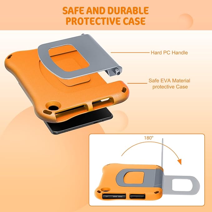 Tablet 8 inch Case Cover for KidsCompatible 2024/2022 8 Tablet CaseNot for iPad/Samsung/Onn/Andriod Tab - Auorld All-New Lightweit Shockproof EVA Case with Handle Stand for 8 inch Tablet-Orange