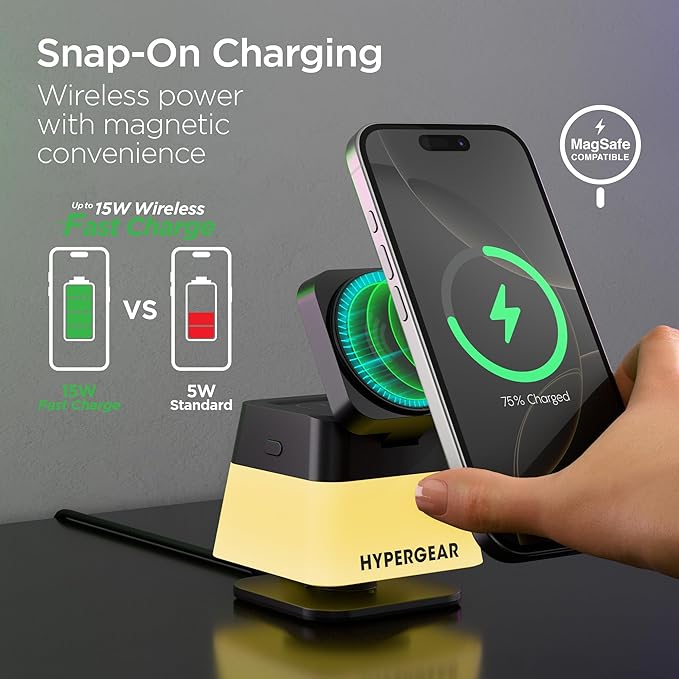 MagSafe 3-in-1 Cube Wireless Charging Stand 15W Foldable Fast Magnetic Charger Dock Phone Mount for iPhone 17/16/15 Apple Watch 1-8/Ultra &amp AirPods