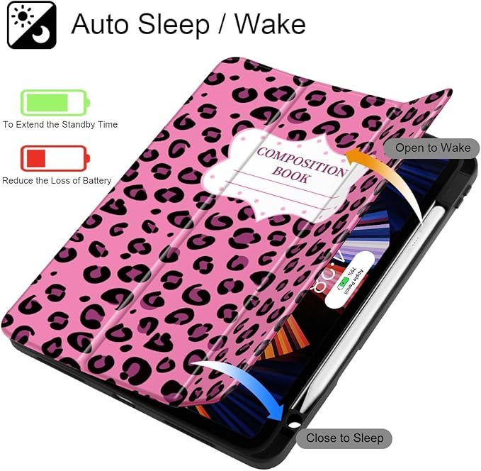 Mektron Case for iPad Pro 11 inch (4th 3rd 2nd &amp 1st Gen) 2022 2021 2020 2018 Buit in Pencil Holder with Shockproof Cover Clear Shell + Auto Wake/Sleep Composition Book-Bows