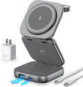 5-in-1 Wireless Charger for MagSafe AC ISLAND Portable Travel Charging Station 35W Max Fast Foldable Magnetic Stand Evolved for iPhone 17-12 &amp Air Series Apple Watch AirPods (with 35W Adapter