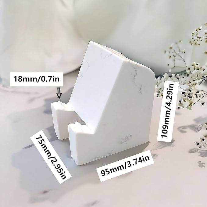 FLOWMAR Marble Phone Stand for Desk – Heavy Quartz Cell Phone Holder Luxury White Marble Phone &amp Tablet Stand Stable iPhone Stand for Desk Case Friendly Charging Compatible