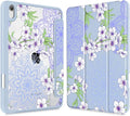 Mektron Printed Case for iPad mini 7 (A17 Pro) 2024/ Mini 6 2021 iPad mini 7th/6th Generation 8.3-inch Liquid Retina Display Cover Buit in Pencil Holder with Clear Back Shell Blossom Sakura-Blue