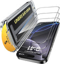 UNBREAKcable 3-Pack Screen Protector for iPhone 16 Pro Tempered Glass - [One-Pull Perfection] [Auto Dust-Elimination] [9H+ Hardness] [99.99% HD Clear] Full Coverage for iPhone 6.3 inch