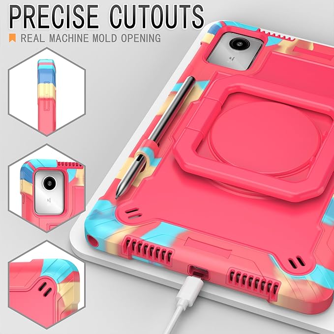 Case for Lenovo Tab M11 11 inch Tablet (TB-330FU / TB-331FC) 2024 Released - Heavy Duty Impact Resistant Case Cover with Rotating Ring Stand (Candy/Pink)