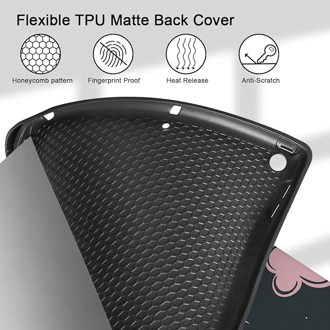 Mektron Designed Printed iPad 10.2 Case 9th Gen (2021)/ 8th Gen (2020)/ 7th Gen (2019) with Pencil Holder Slim Stand Protective Case with Soft TPU Back for iPad 10.2 Inch Sweet Night