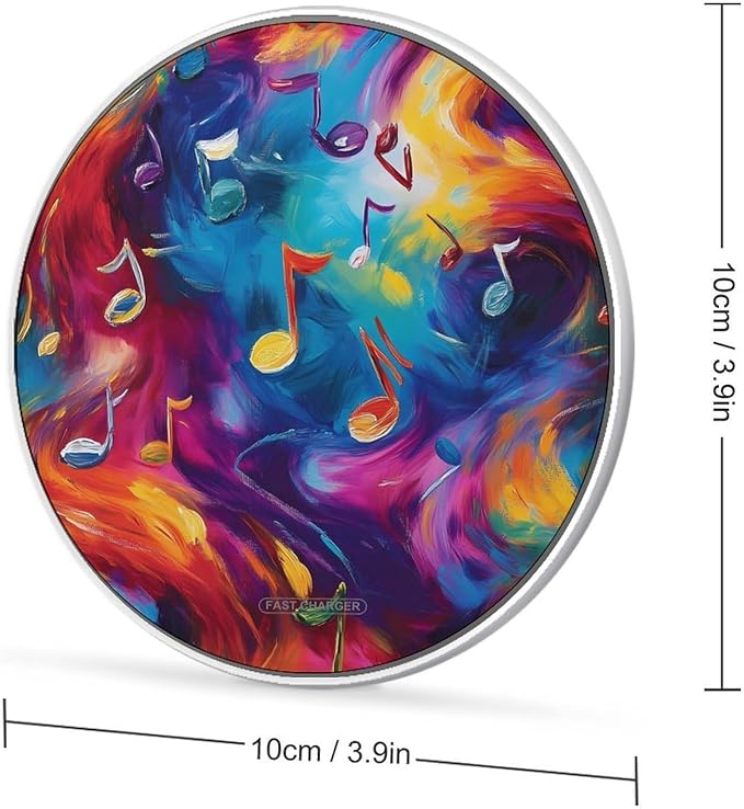 Colorful Music Notes Graffiti Phone Charger Magnetic Charging Pad Anti-Slip with USB Cable
