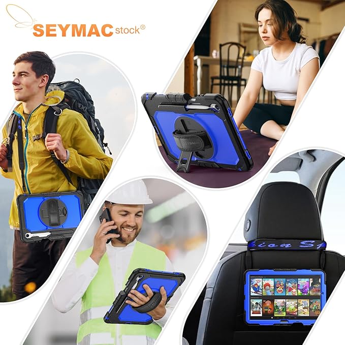 SEYMAC stock Case for Samsung Galaxy Tab S11 Tablet Case 11'' Protective with Screen Protector Pencil Holder 360 Degree Rotate Kickstand Hand Strap Shoulder Strap Blue