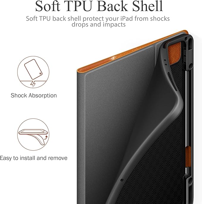 KingBlanc for iPad Pro 12.9 Case 6th/5th/4th/3rd Generation (2022/2021/2020) with Pencil Holder PU Leather Smart Stand Cover Auto Sleep/Wake Apple Pencil2 Charging Multi-Angle for Typing Brown