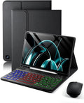 for Amazon Fire HD 10/10 Plus Case with Keyboard (11th/13th Generation 10.1 inch) - Rainbow Backlit Keyboard Case - Built in Pencil Holder with Mouse - Black