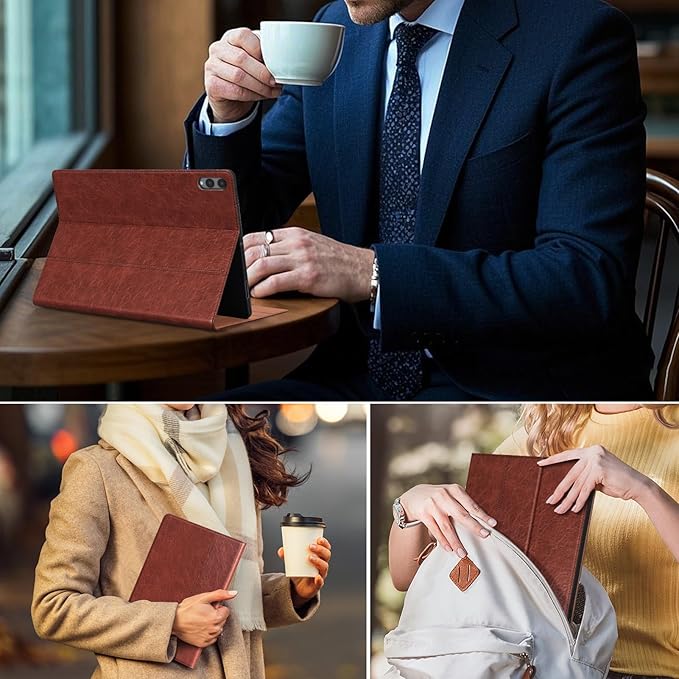 Leather Case for Samsung Galaxy Tab S11 Ultra 2025 14.6-InchModel SM-X930 / SM-X936BPremium Leather Protective Cover with S Pen HolderAuto Sleep/WakeMulti-Angle ViewingRed Brown