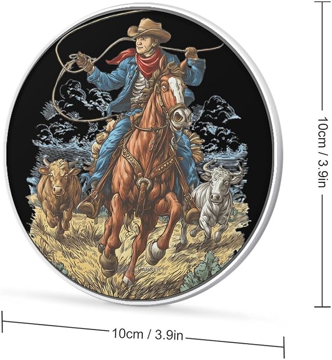 Cowboys on Horseback Phone Charger Magnetic Charging Pad Anti-Slip with USB Cable
