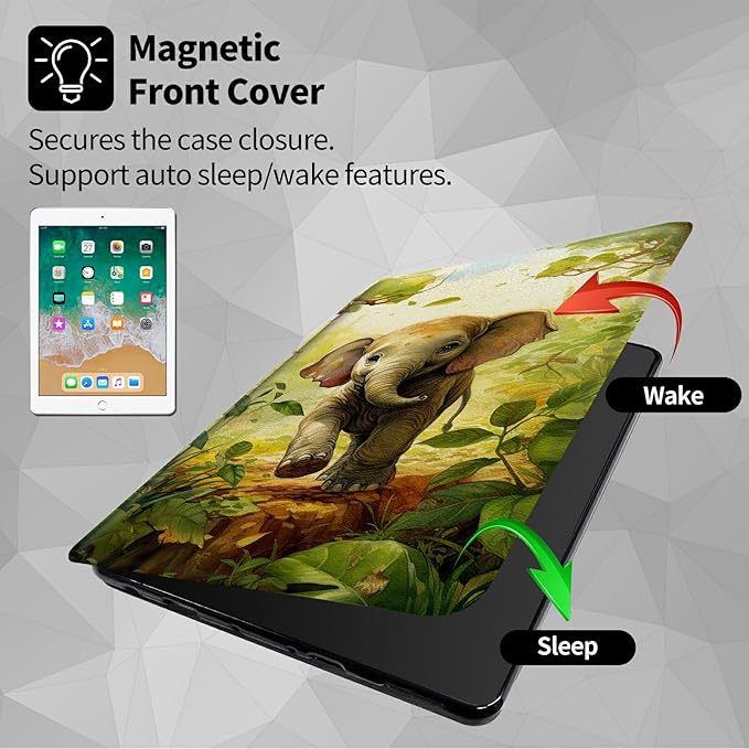 Case for Amazon Fire HD 10 Tablet (5th/7th/9th Generation2015/2017/2019 Release)360 Degree Rotating Swivel Stand Protective Cover for Fire HD 10 TabletBaby Elephant