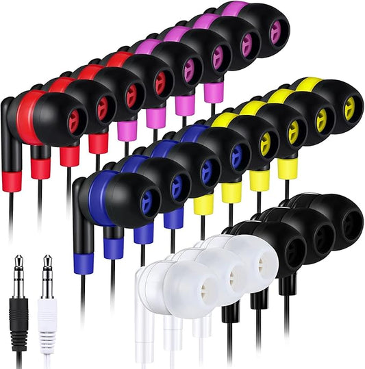 Konohan 60 Pack Wired Earbuds Bulk 6 Assorted Colors Classroom Headphones with 3.5mm Jack Individually Bagged in-Ear Earphones for Classroom School Students &amp Group Use(Mixed ColorsCute)