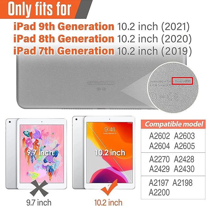XZC iPad 9th/ 8th/ 7th Generation Case (iPad 10.2 Case 2021/2020/2019) Heavy Duty Shockproof Rugged Cover with Rotating Stand/Pencil Holder/Carrying Shoulder Strap (Blue and Red)