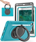 BATYUE Case for iPad 6th Generation 9.7 inch 2018 iPad 5th Gen 2017 iPad Air 2/ iPad Pro 9.7''Shockproof Protective Cover with Pencil Holder &ampRotating Kickstand for KidsBoysGirls Light Blue