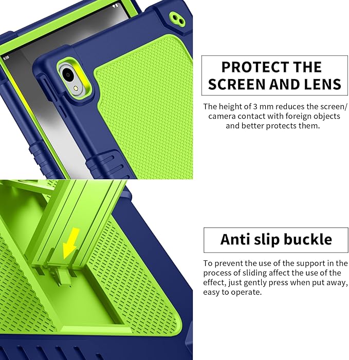 for Walmart Onn 12.1 inch Tablet Pro 2024 Model Case/Onn 12.1 inch Tablet Pro(100146663) Case Kids Friendly with Shoulder Strap Stand 2Pcs Tempered Glass Screen Protector (Navygreen+2Pcs)