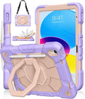 JKSML Case for iPad (A16) 11th/10th Gen | 360° Rugged Rotating Stand | Pencil Holder | Adjustable Shoulder Strap | Heavy Duty Drop Protective Cover for iPad 10.9 (2022)/ 11 (2025) - Purple Rose-z