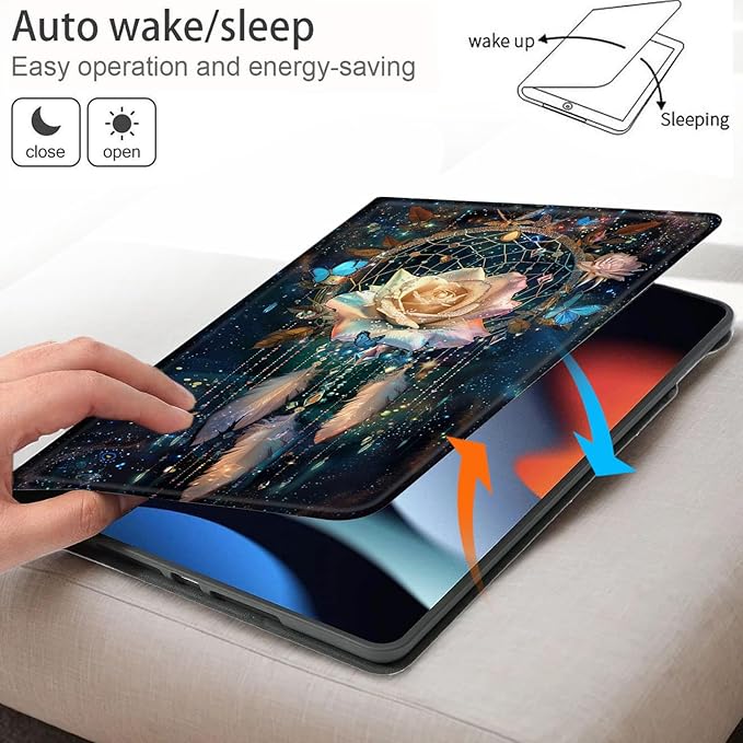 Bxgolkgd Tablet Case for iPad 10.5 Inch (iPad Air 3rd 2019/iPad Pro 2017)Shockproof Stand Cover with Heat DissipationAuto Wake/Sleep FunctionDreamcatcher Rose