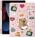 Cute Kawaii Capybara for iPad Pro 13 Inch Case (M5/M4) 2025/2024 with Pencil Holder Auto Sleep/Wake Pink Leather Soft TPU Back Cover