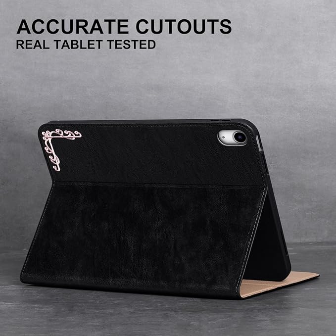 Tablet Case for iPad (A16) 11th Gen. 11 Inch 2025 iPad 10th Gen. 10.9 Inch 2022Vintage Style Women Girls Aesthetic Protective Smart Folio CoverAuto Sleep/WakeBlack