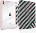 TWOLSKOO Case for iPad Pro 11-inch (M5 2025 / M4 2024) Clear Acrylic Back with TPU Bumper Pencil Holder Trifold Stand Auto Sleep/Wake Diagonal Stripes