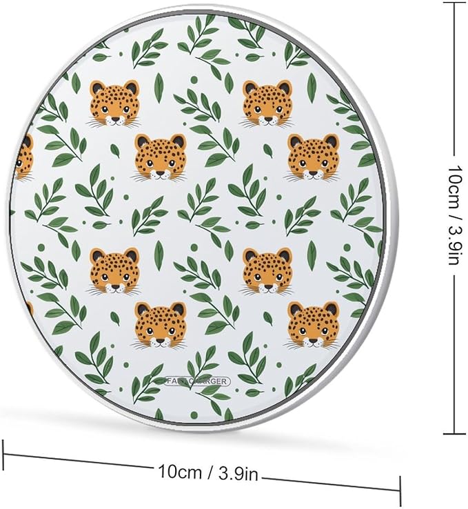 Cute Leopard Leaf Wireless Charger Anti-Slip Wireless Charging Pad Slim Charger Mat for Men Women