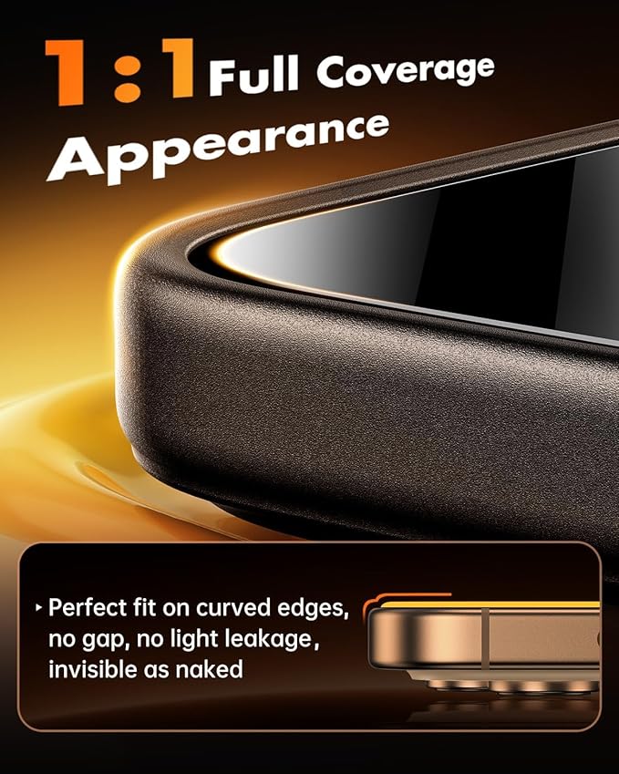 UNBREAKcable Privacy Screen Protector for iPhone 16 Pro Max 6.9 3 Pack Full Coverage Tempered Glass [28° Anti-Spy] [9H Hardness] [Easy Installation Box] Shatterproof Private Screen Guard