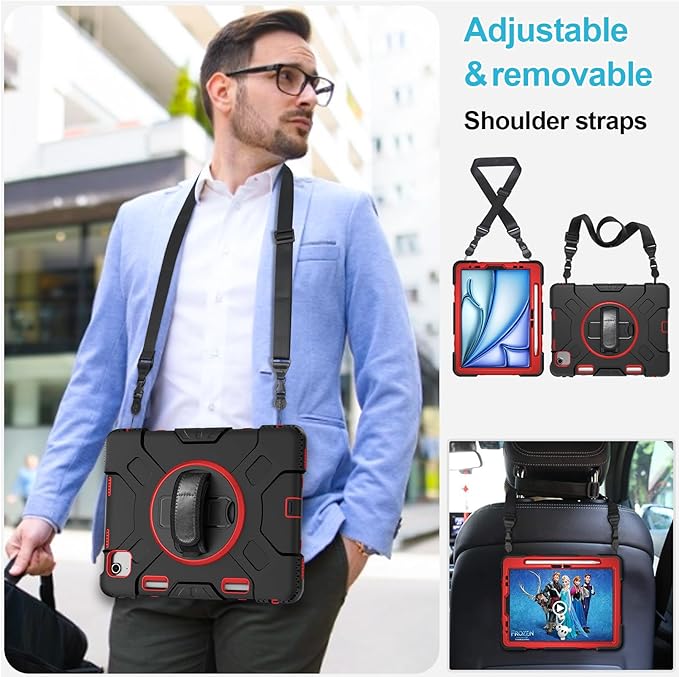 Case for iPad Air 11 M4 2026/ M3 2025/ M2 2024: Silicone Cover for iPad Air 5th &amp 4th Generation 10.9 Inch (2020/2022) with Screen Protector- Stand- Handle- Shoulder Strap- Pencil Holder