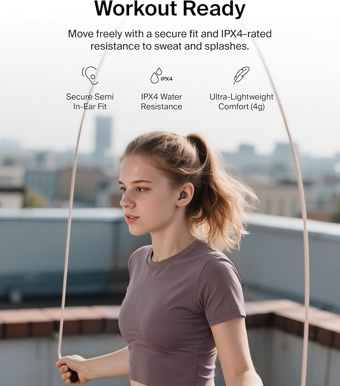 Belkin SoundForm Anywhere Wireless Earbuds IPX4 Water Resistant Bluetooth Earphones Long-Lasting Comfort Case with Keyring for iPhone iPad Tablet Laptop Hiking Running Travel etc. - Black