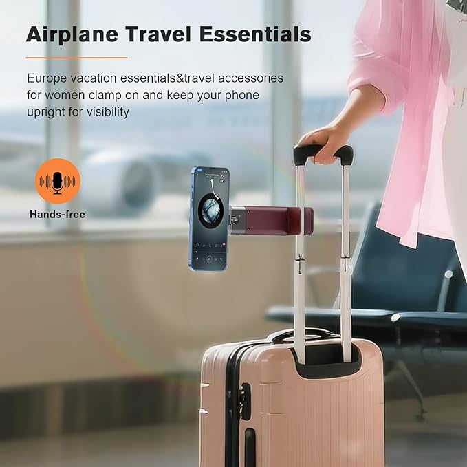 for MagSafe Airplane Phone Holder Mount Travel Essentials for FlyingN55*40 Pro Magnetic Phone Stand for Desk Tray Table360° Swivel Airplane Gadgets Cruise Must Haves travel gifts for Women Men Red