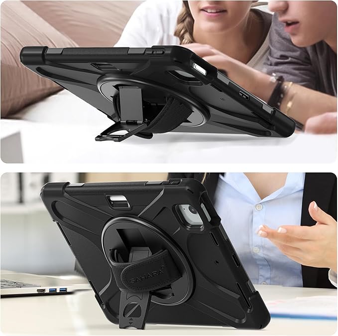Sahara for iPad Air 13-inch (M4 2026 / M3 2025 / M2 2024) Case - Heavy-Duty Protective Cover with Screen Protector Kickstand Rotating Hand Strap &amp Shoulder Strap Raider-X Series