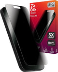 ZAGG Glass Elite Privacy 360 Screen Protector for iPhone 16 Plus / 15 Plus – 4-Way Privacy Ultra-Strong Tempered Glass 5X Stronger Smudge-Resistant Easy Install Recycled Content