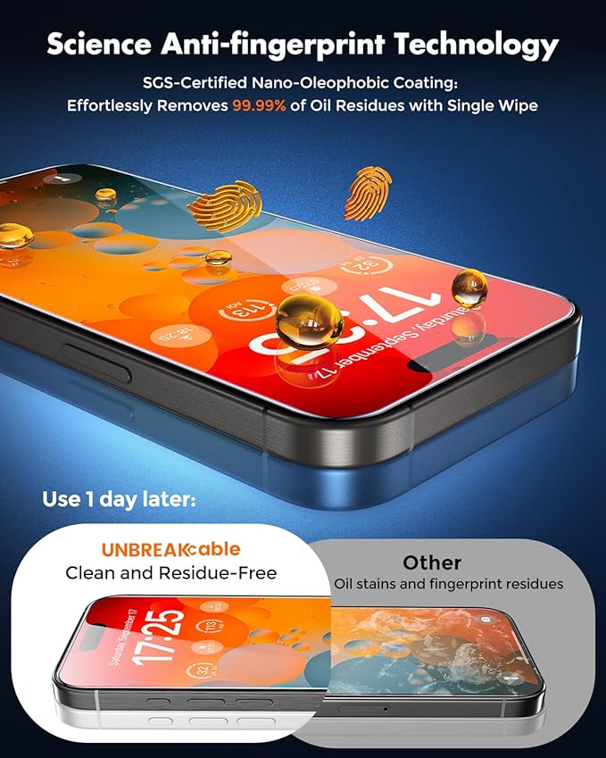 UNBREAKcable 3-Pack Screen Protector for iPhone 15 Double Shatterproof Tempered Glass [Easy Installation Quick-Attach Box] [9H Hardness] [99.99% HD Clear] [Case Friendly] for Apple iPhone 15 6.1 inch