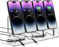 Cell Phone Stand Multiple Phone Holder Organizer Stand for 4 Phones Acrylic Desktop Mobile Phone Docking Station Charging Holder (Clear)