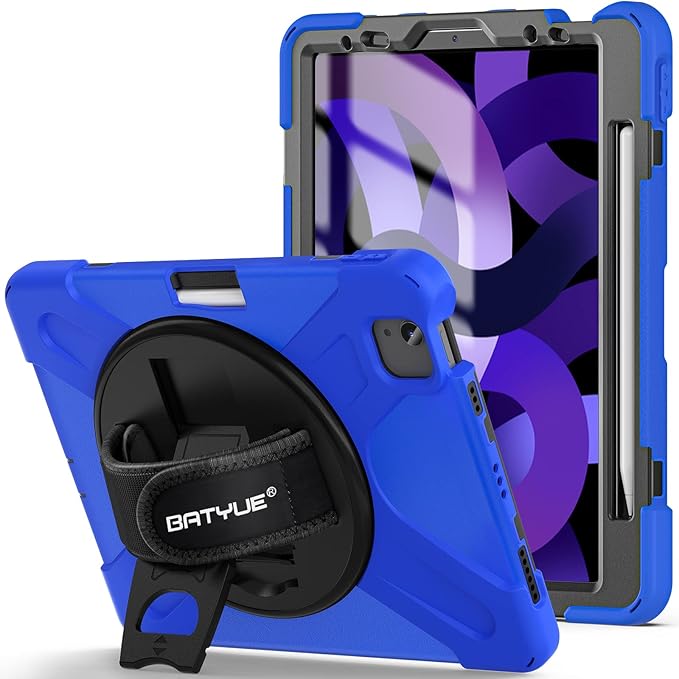 BATYUE Case for iPad Air 11-inch M4 (2026)/ M3 (2025) / M2 (2024) iPad Air 5th/4th 10.9 inch(2022/2020) iPad Pro 11 4th/3rd/2nd/1st Gen Case (2022/2021/2020/2018) with Pencil Holder &amp Strap B