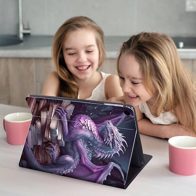 Case for Samsung Galaxy Tab A11+ / A9 Plus 11-Inch (2026/2024) Lightweight Adjustable Stand Folio Cover PU Leather Smart Protective Case with Auto Wake/Sleep Dragon Book Art