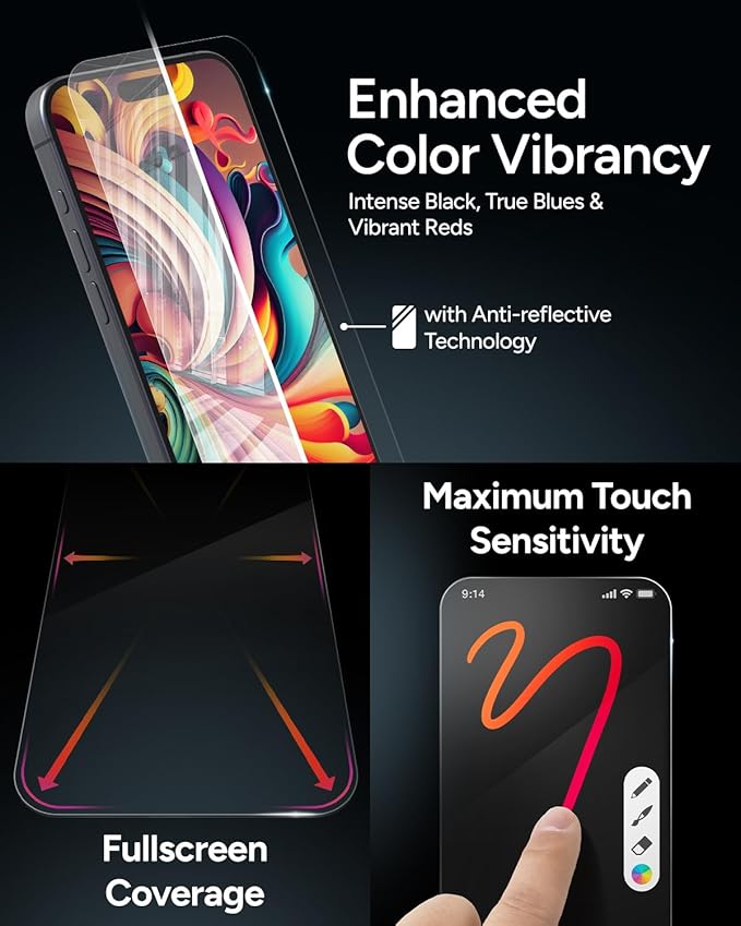 ZAGG XTR4 Screen Protector for iPhone 16 Pro - 11x Stronger Tempered Glass Blue Light Filtration Anti-Reflective Technology Graphene Reinforced InvisibleShield Easy Dust-Free Installation