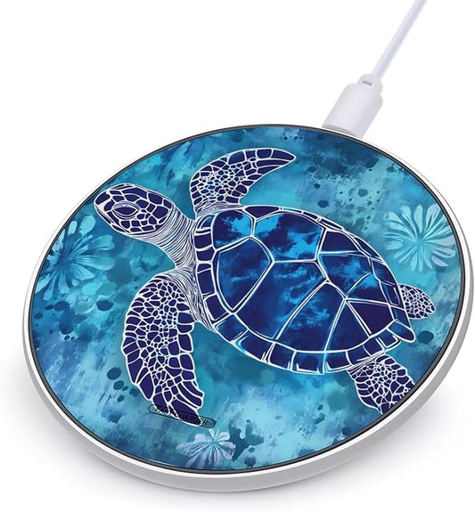 Turtle Ocean Daisy Flowers Phone Charger Magnetic Charging Pad Anti-Slip with USB Cable