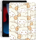 Idocolors Cute Kawaii Sheep Pad Case for 13 Inch iPad Air(2024) Clear TPU Trifold Stand Back Cover with Pencil Holder Auto Wake/Sleep Foldable Shockproof Protective Case