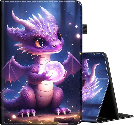 Case for Amazon Fire HD 10 Tablet (7th / 9th Generation 2017/2019 Release) Slim Folding Stand Cover with Auto Wake/Sleep for Fire HD 10 Purple Dragon Baby