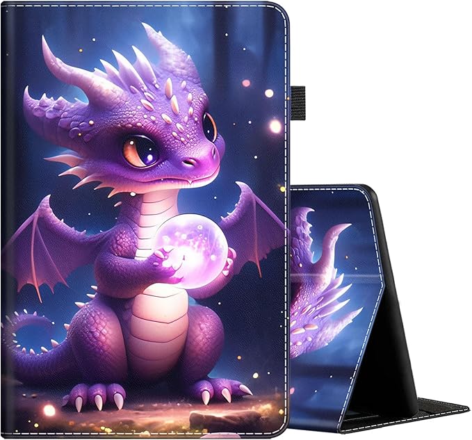 Tablet Case for All-New Amazon Fire HD 8 and Fire HD 8 Plus (10th Gen 2020 &amp 12th Gen 2022) Slim Folding Stand Cover with Auto Wake/Sleep Purple Dragon Baby