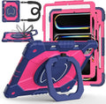 Case for iPad Pro 13 Inch M5 2025 / M4 2024 Auorld for iPad Pro 13 Inch M5 2025 with Screen Protector 360 Degree Rotating Stand Shoulder Strap Pencil Holder Navy Pink