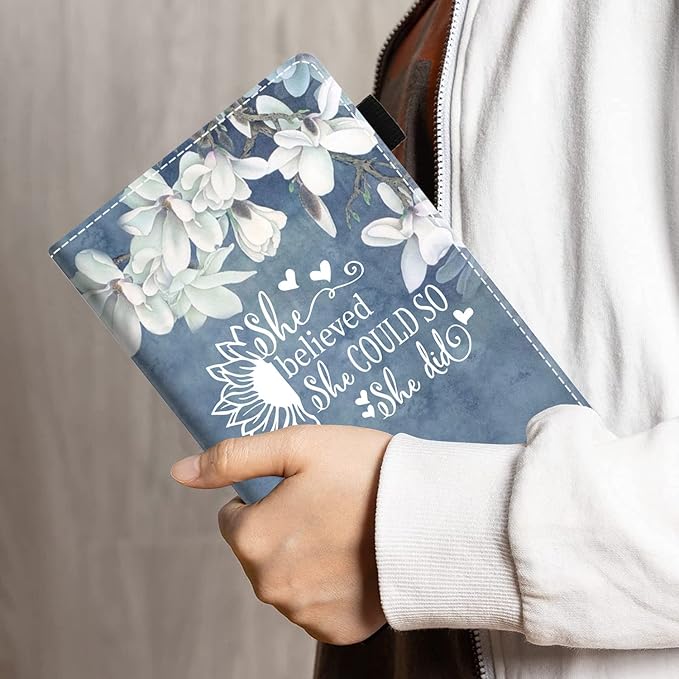 Case for Amazon Fire HD 10 &amp 10 Plus Tablet 10.1 (13th/11th Gen 2023/2021 Release) - Inspirational Quote She Believed She Could So She Did Design PU Leather Folio Case with Smart Auto Wake/Sleep