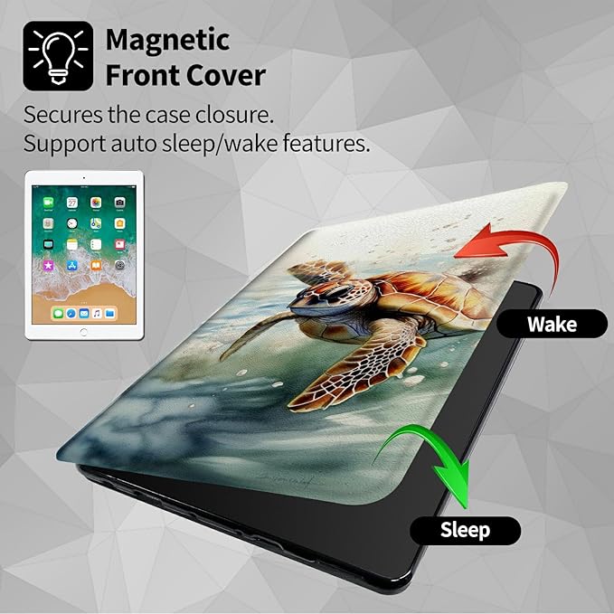 Case for Kindle Fire HD 8 &amp HD 8 Plus Tablet 8 (12th/10th Generation 2022/2020 Release)360 Degree Rotating Swivel Stand Protective Cover for Fire HD 8 TabletWatercolor Sea Turtle