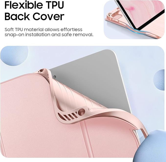 Fintie Keyboard Case for iPad Air 11-inch M4/M3/M2 (2026/2025/2024) iPad Air 5th/4th Generation (2022/2020) 10.9 Inch - Soft TPU Cover w/Magnetically Detachable Bluetooth Keyboard Rose Gold