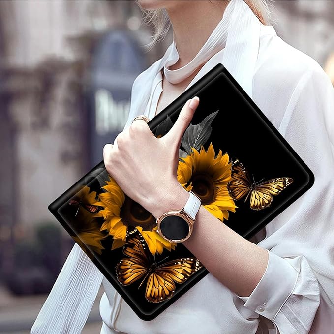 Case for All-New Amazon Fire HD 10 Tablet (13th Generation 2023 Release)Slim PU Leather Smart Cases Covers with Auto Wake/Sleep for Amazon Kindle Fire 10.1 inch TabletSunflowers and Butterflies