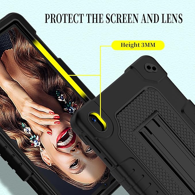 for Walmart Onn 8 inch Gen 4 2024 Model Tablet Case with 2 Pcs Screen ProtectorHeavy Duty Kids Shockproof Stand Shoulder Strap Case for Walmart Onn 8 2024 Model:100135923 (Black)